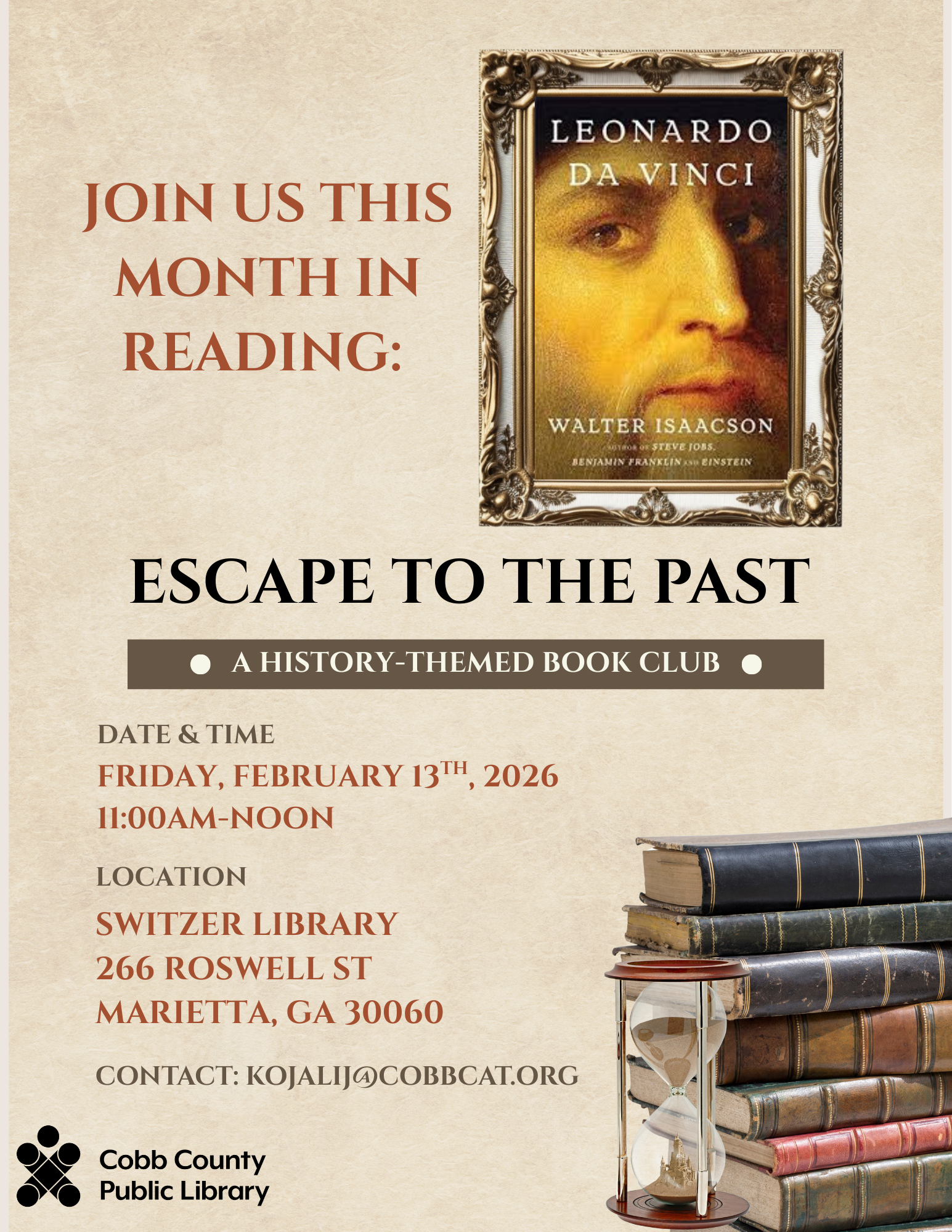 Escape to the Past: a History Book Club | Cobb County Georgia